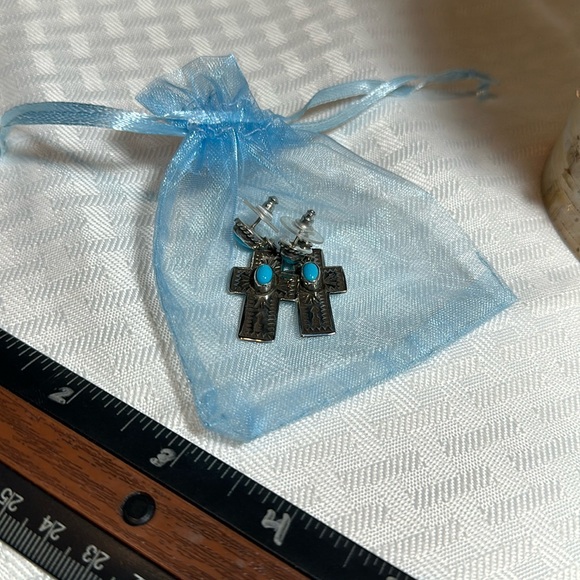 Andy Cadman earrings Navajo Sterling silver turquoise - Picture 4 of 9